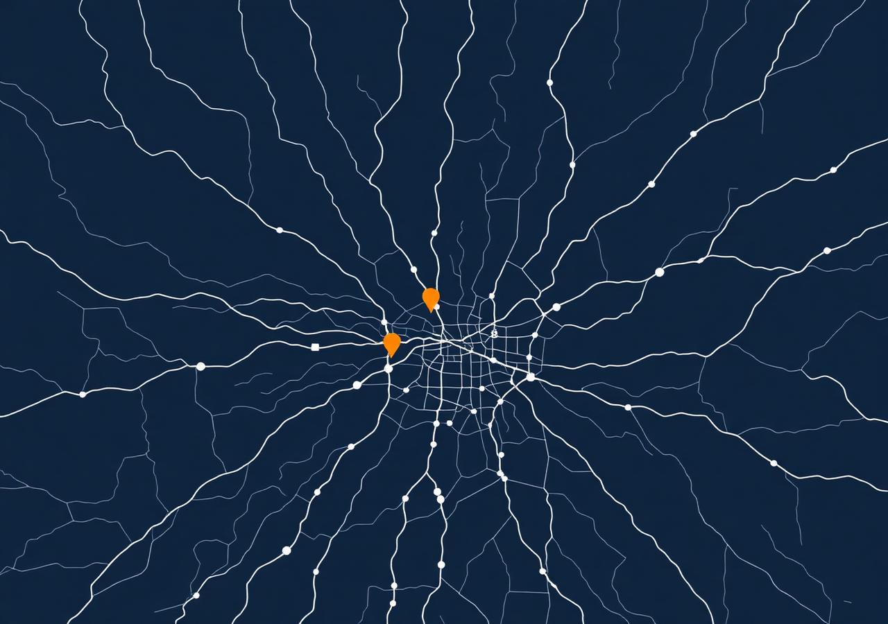 Stylized map showing Atlanta Airport Office Suites location and highway access near Hartsfield-Jackson airport